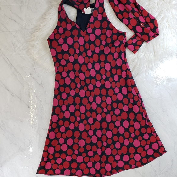 Vintage Dresses & Skirts - Vintage Mod Polka Dot Retro Shift Dress With Scarf
